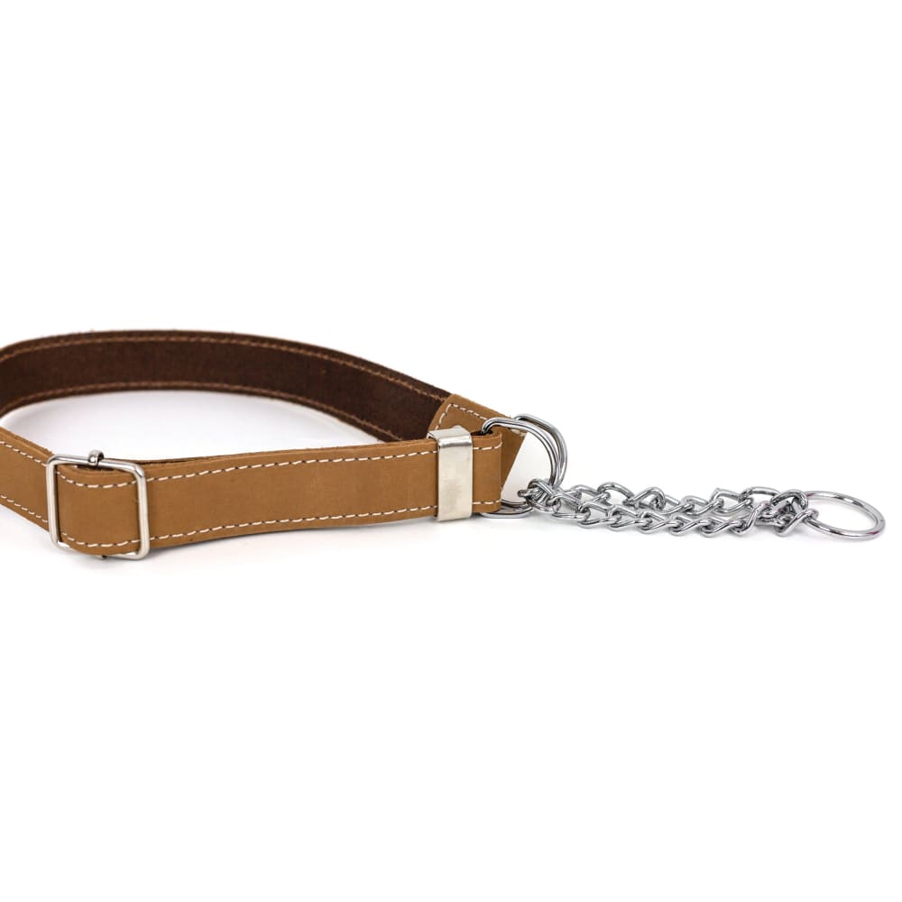 Martingale Khaki Leather Dog Collar - Dog Collars - Euro