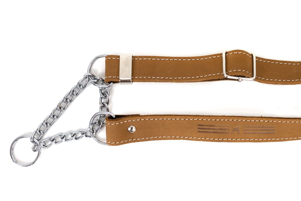 Martingale Khaki Leather Dog Collar - Dog Collars - Euro