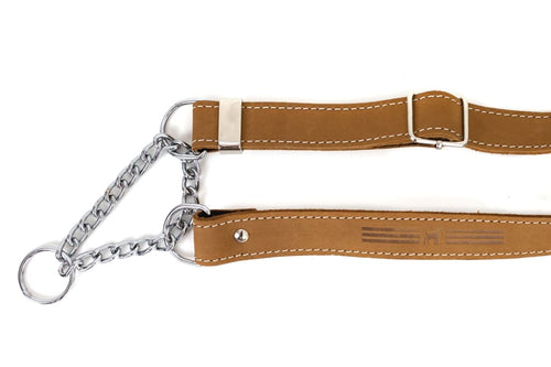 Martingale Khaki Leather Dog Collar - Dog Collars - Euro