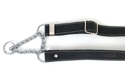 Martingale Midnight Black Leather Dog Collar - Dog Collars