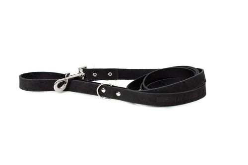 Modern Style Midnight Black Leather Leash - Dog Leash