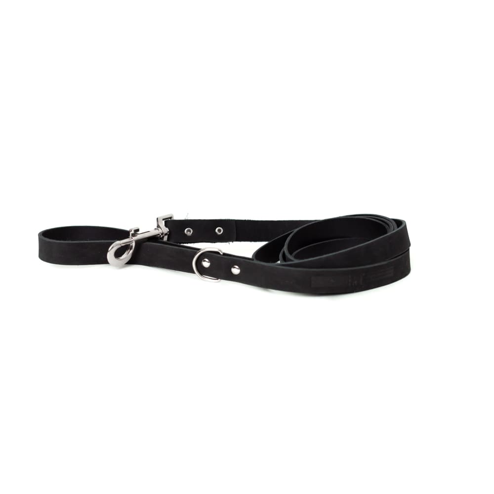 Modern Style Midnight Black Leather Leash - Dog Leash