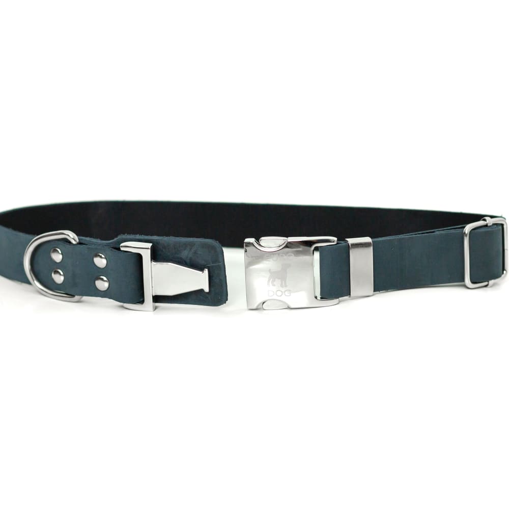 Modern Style Quick-Release Blue Jeans Leather Dog Collar