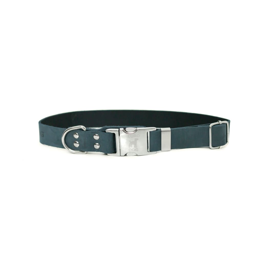 Modern Style Quick-Release Blue Jeans Leather Dog Collar