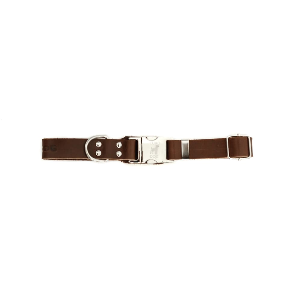 Modern Style Quick-Release Chocolate Leather Dog Collar