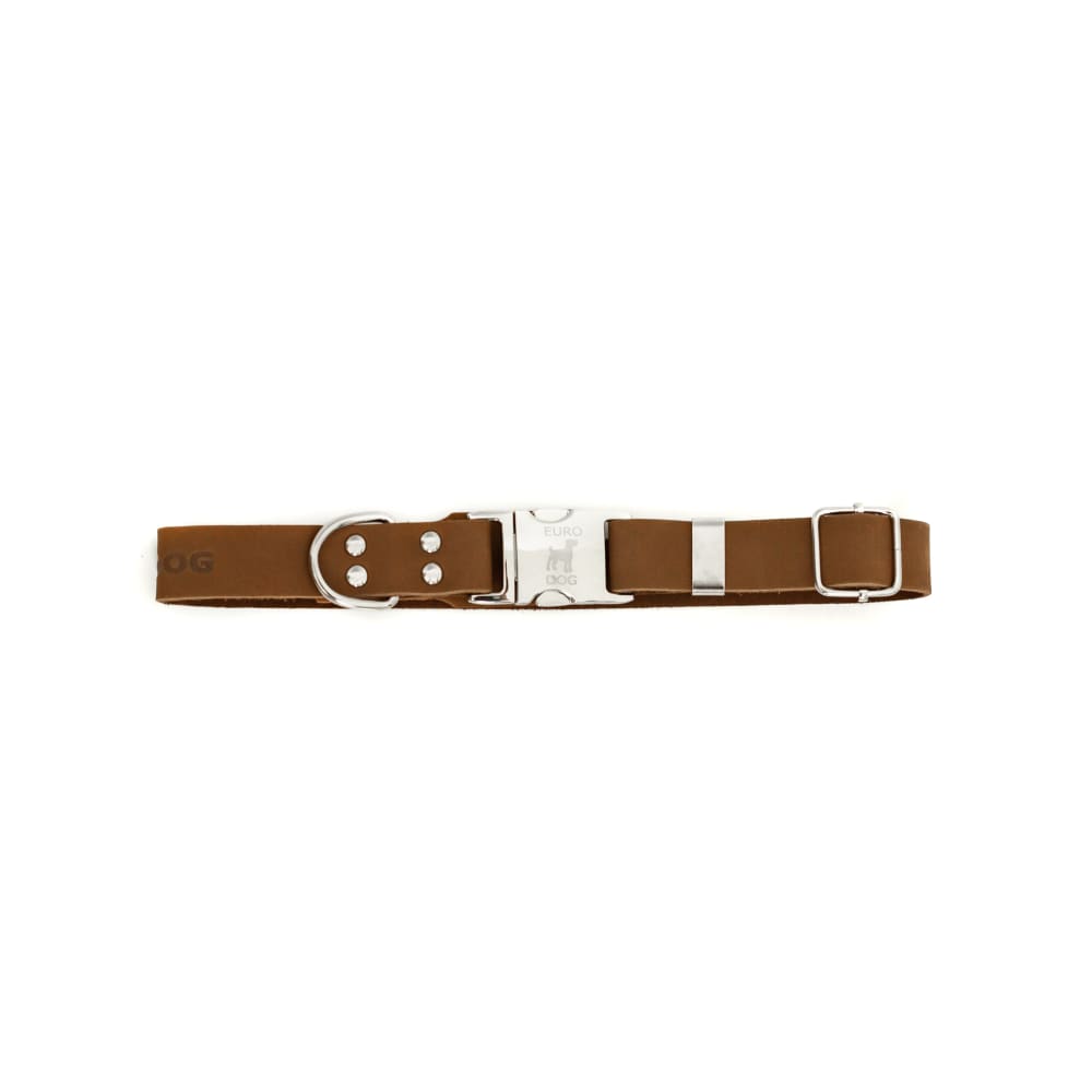 Modern Style Quick-Release Earth Brown Leather Dog Collar