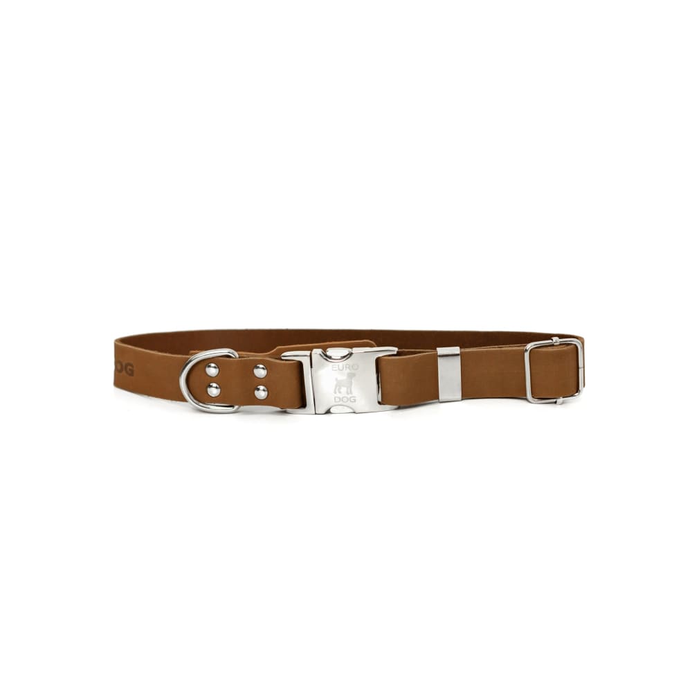 Modern Style Quick-Release Earth Brown Leather Dog Collar