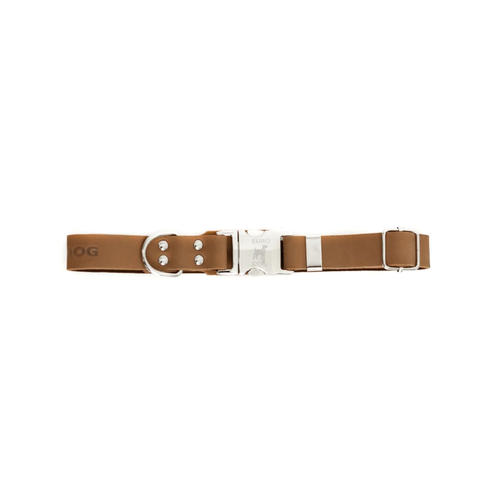 Modern Style Quick-Release Khaki Leather Dog Collar - Dog