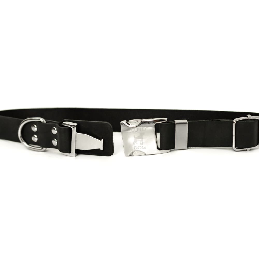 Modern Style Quick-Release Midnight Black Leather Dog