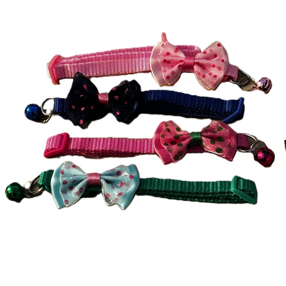 Nylon Reflective Cat Collar with Bow and Bell - Cat Collars