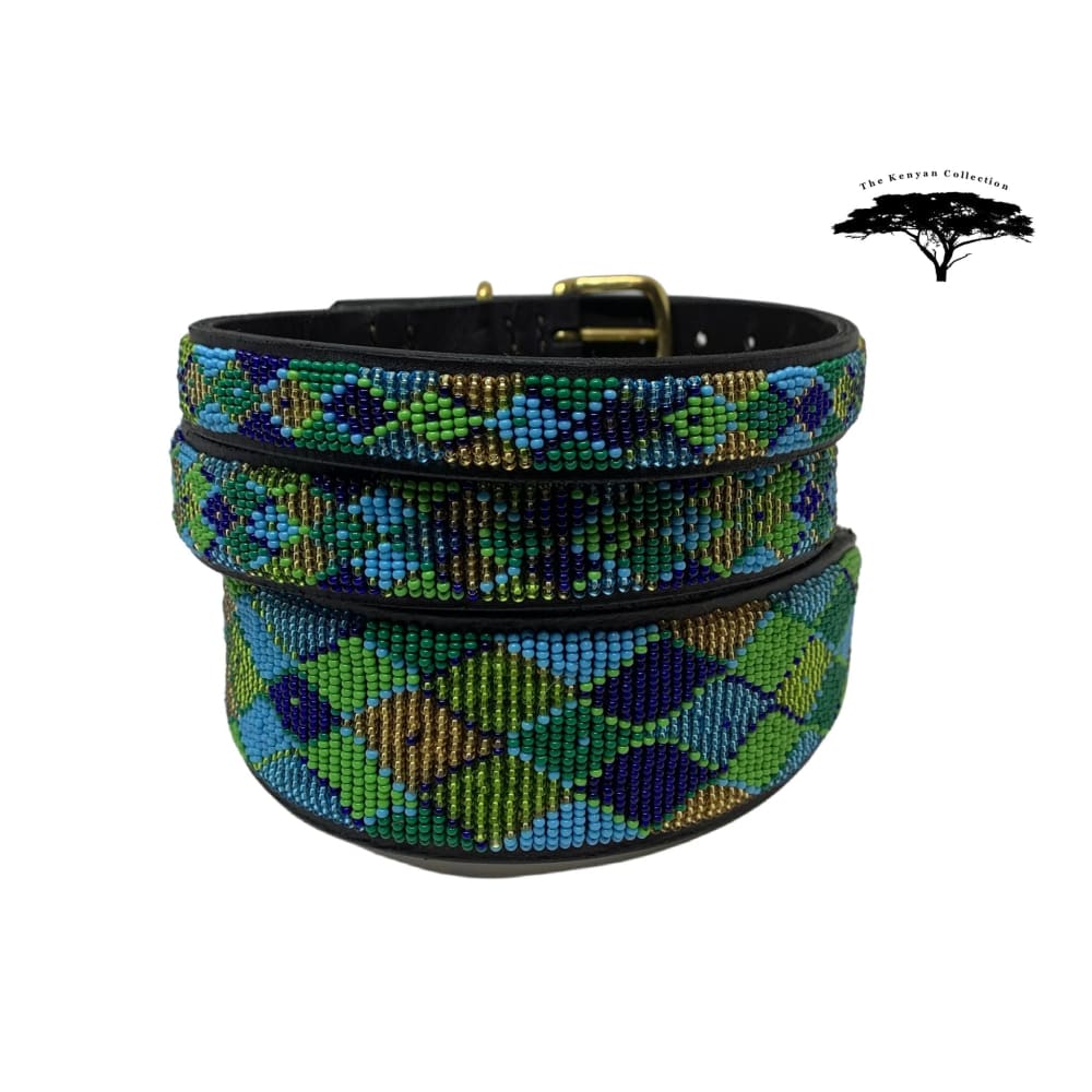 Peacock Argyle Beaded Dog Collar - Dog Collars - Maasai