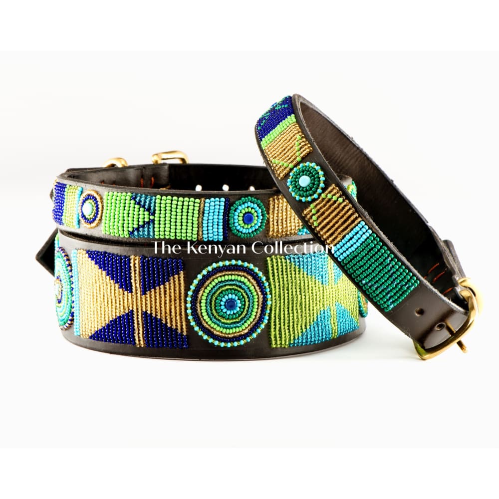 Peacock Beaded Dog Collar - Dog Collars - Maasai