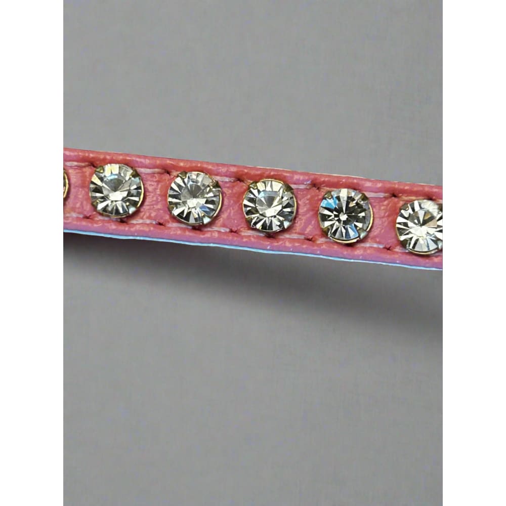 Pink Single Row Crystal Dog Collar - Fits 13-14.5” Neck