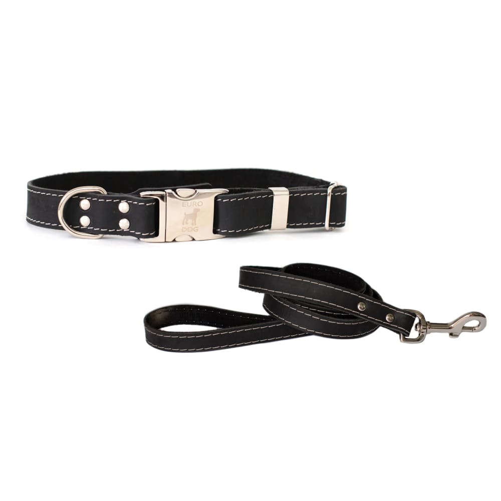 Quick-Release Style Leather Collar and Leash Set - Dog