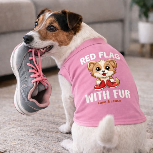 Red Flag with Fur Dog Shirt - Statement Dog Shirts