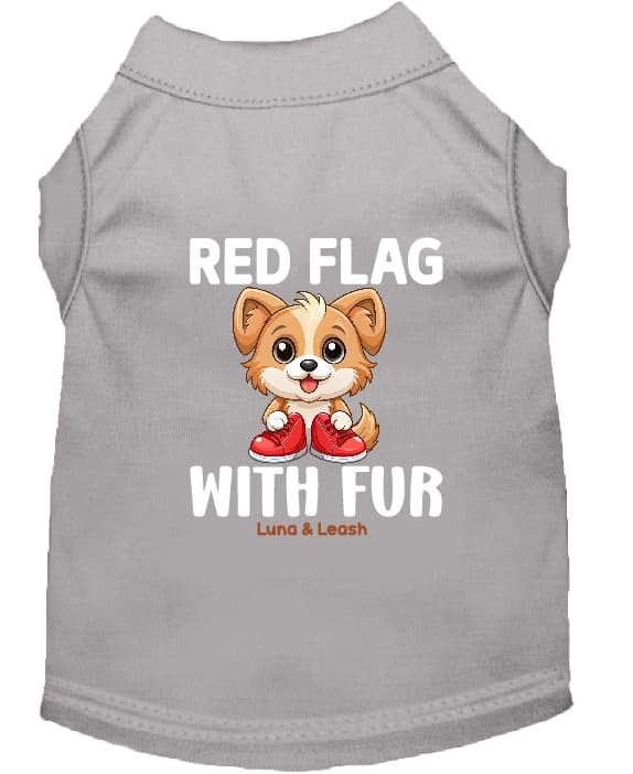 Red Flag with Fur Dog Shirt - Statement Dog Shirts