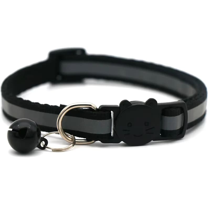 Reflective Striped Cat Collar with Bell - Cat Collars