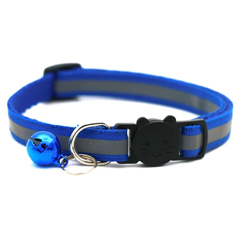 Reflective Striped Cat Collar with Bell - Cat Collars