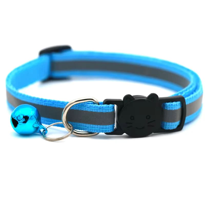 Reflective Striped Cat Collar with Bell - Cat Collars