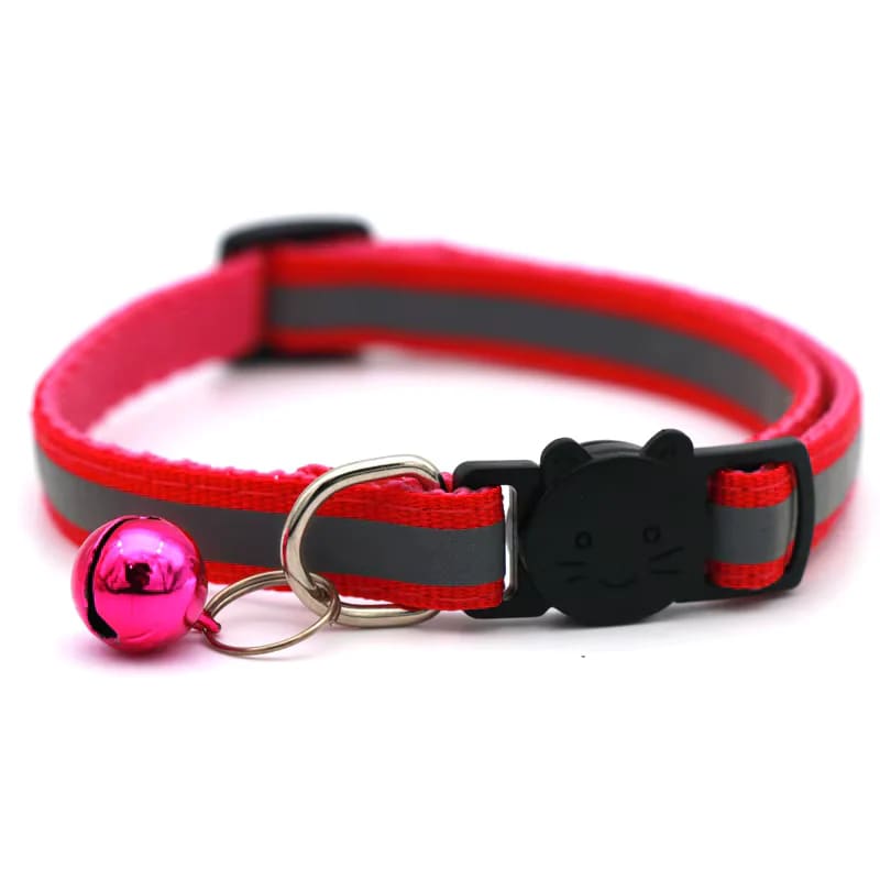 Reflective Stripe Cat Collar with Bell - Cat Collars