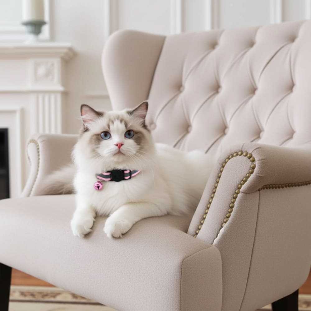 Reflective Striped Cat Collar with Bell - Cat Collars