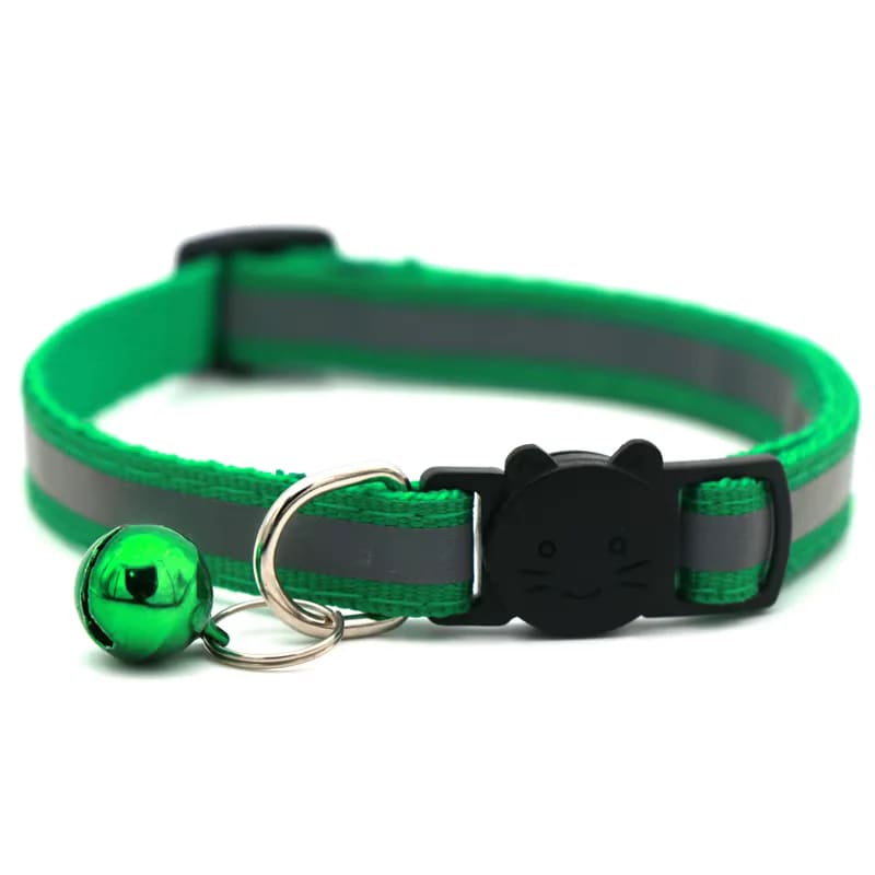 Reflective Striped Cat Collar with Bell - Cat Collars