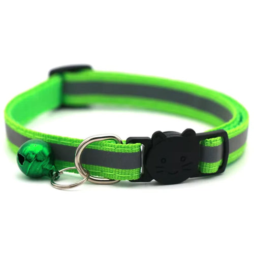 Reflective Stripe Cat Collar with Bell - Cat Collars