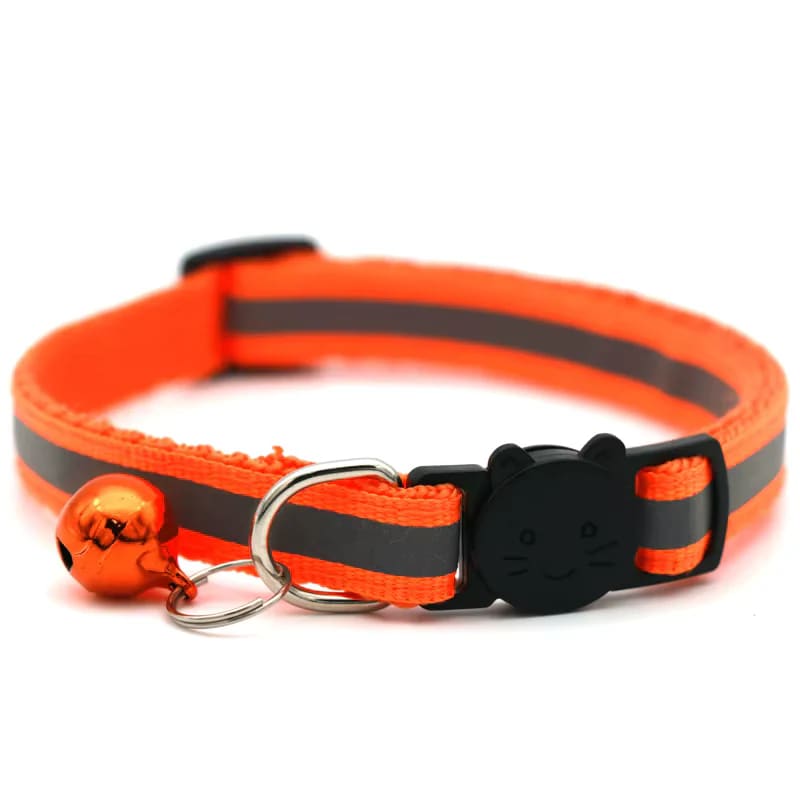 Reflective Striped Cat Collar with Bell - Cat Collars