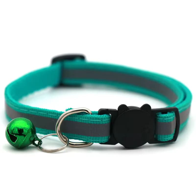 Reflective Striped Cat Collar with Bell - Cat Collars