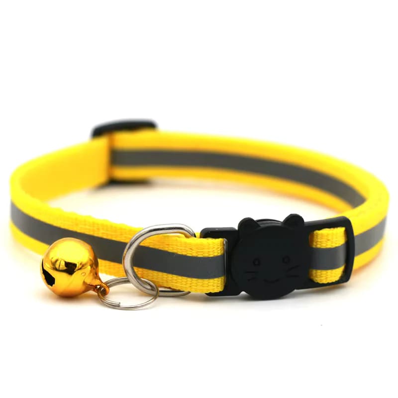 Reflective Striped Cat Collar with Bell - Cat Collars