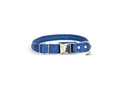 Rolled Style Blue Leather Quick-Release Dog Collar - Dog