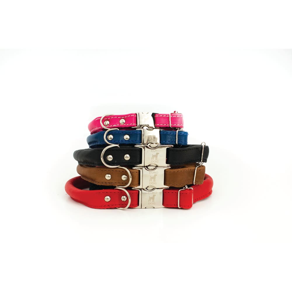 Rolled Style Pink Leather Quick-Release Dog Collar - Dog