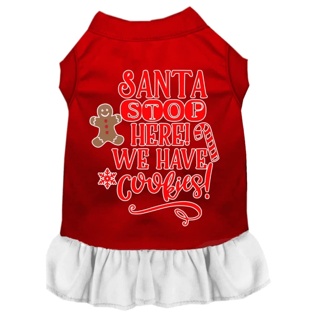 Santa We Have Cookies Christmas Dog Dress - 6-10 Lbs.