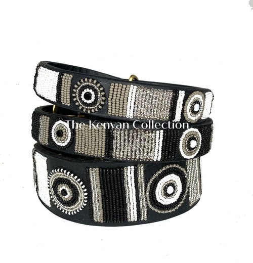 Shades of Grey Beaded Dog Collar - Dog Collars - Maasai
