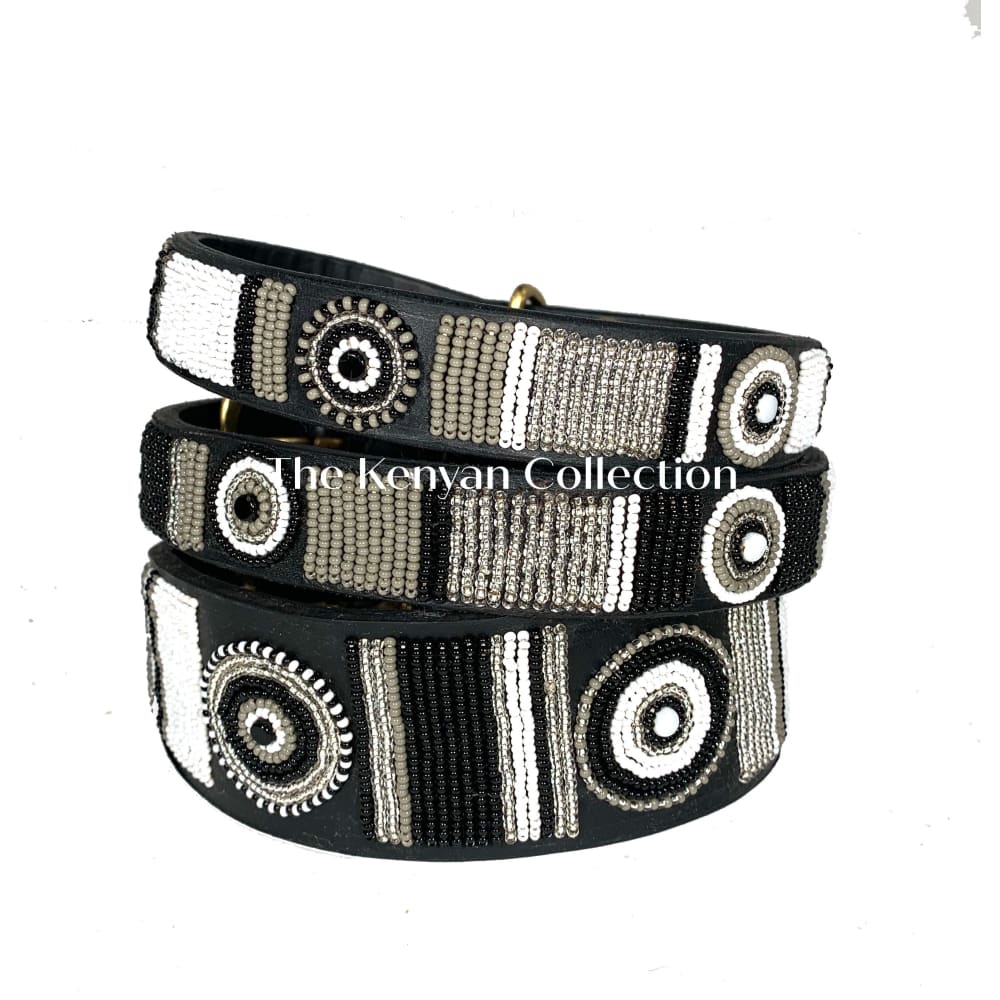 Shades of Grey Beaded Dog Collar - Dog Collars - Maasai
