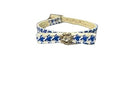 Silver Flower with Crystal Inset Bow Dog Collar - Fits