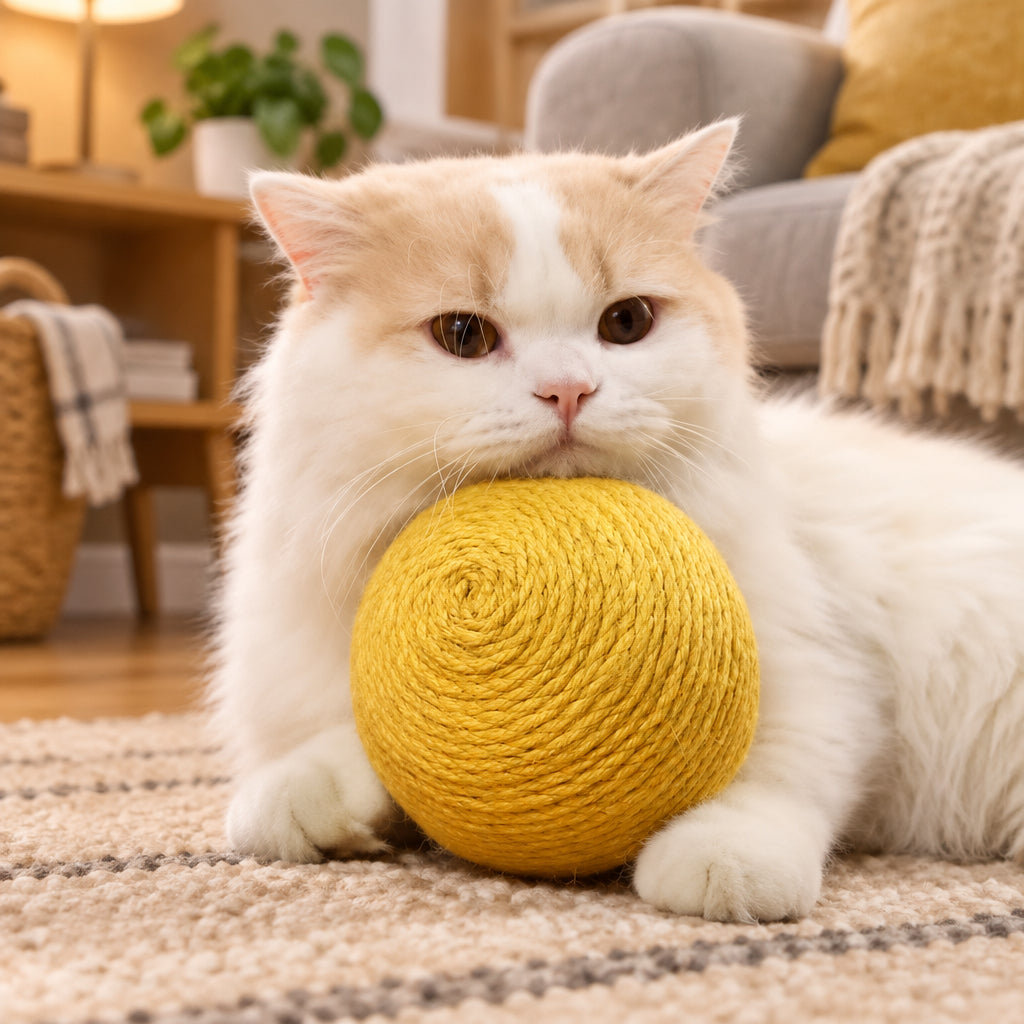 Sisal Cat Play Ball – Roll Chase & Pounce Toy - Interactive