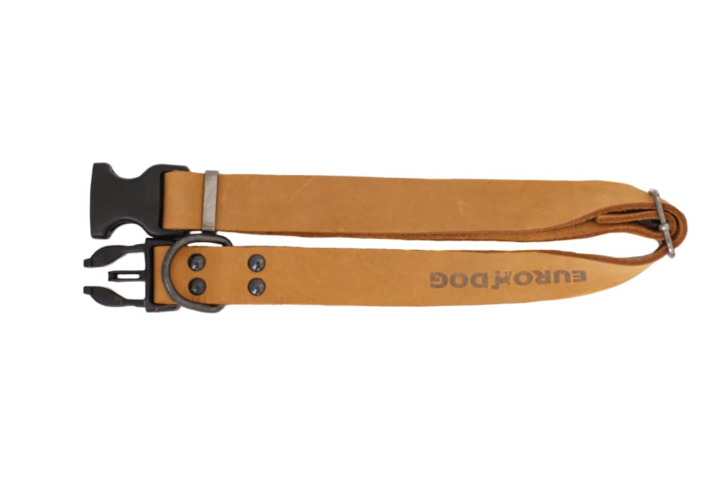 Sport Style Khaki Leather Dog Collar - Dog Collars - Euro