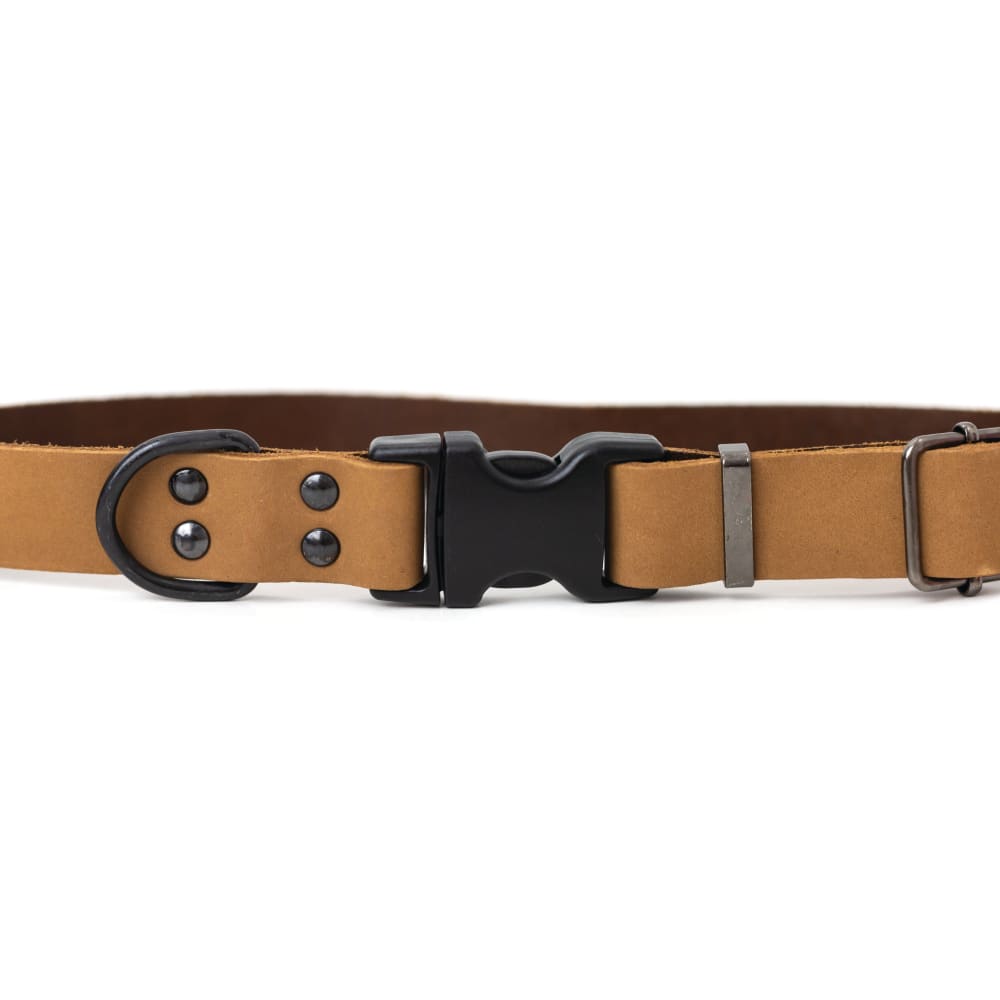 Sport Style Khaki Leather Dog Collar - Dog Collars - Euro