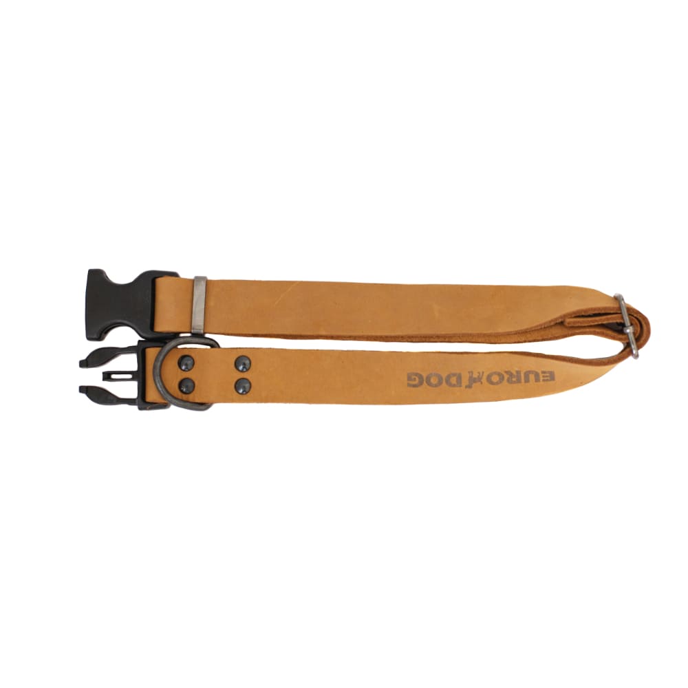 Sport Style Khaki Leather Dog Collar - Dog Collars - Euro