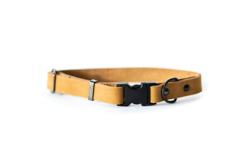 Sport Style Khaki Leather Dog Collar - Dog Collars - Euro