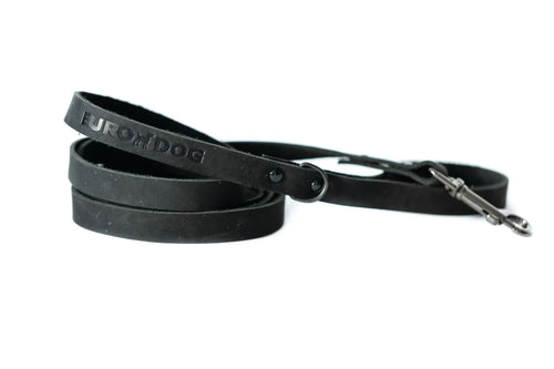 Sport Style Midnight Black Leather Leash - Dog Leash - Euro