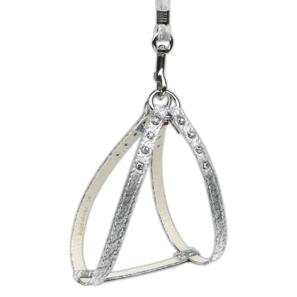 Step-in Dog Harness Silver with Clear Stones