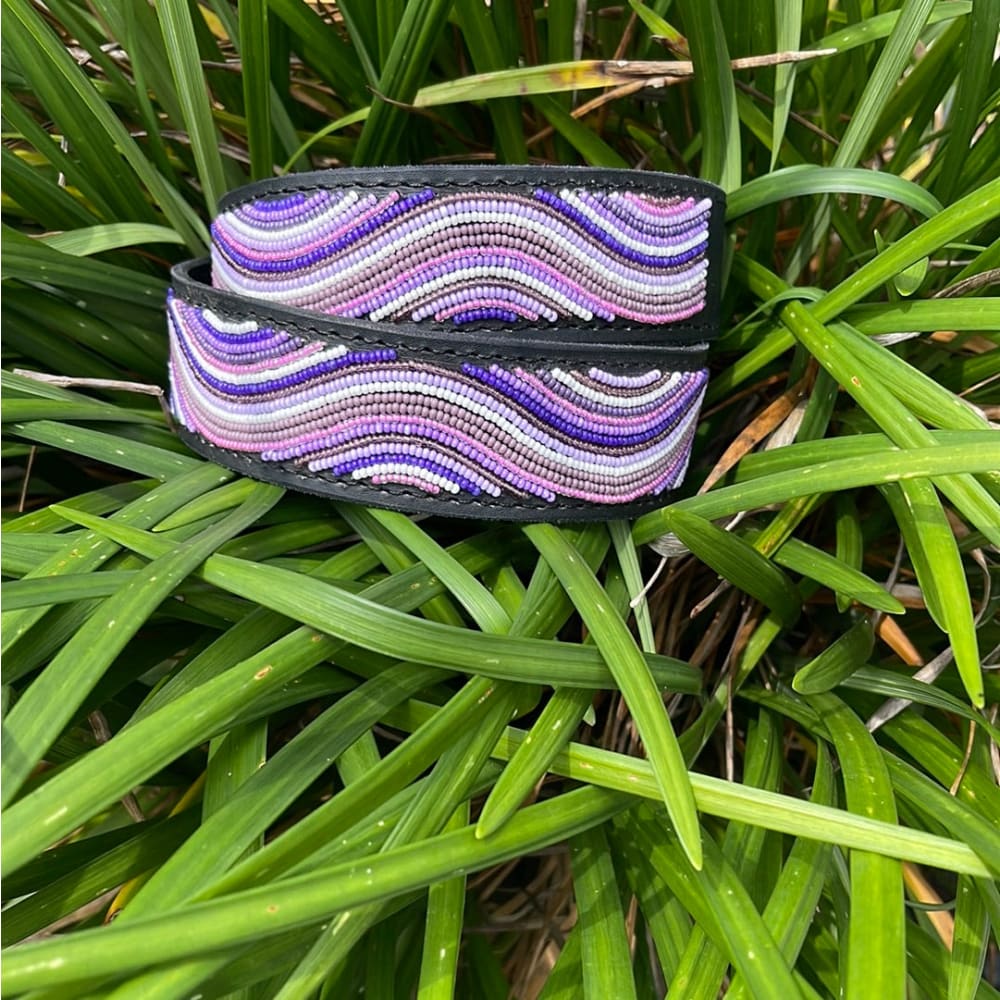 The Purple Wave Beaded Dog Collar - Dog Collars - Maasai