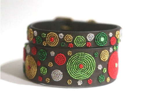TKC Exclusive Holiday Dots Beaded Dog Collar - Dog Collars