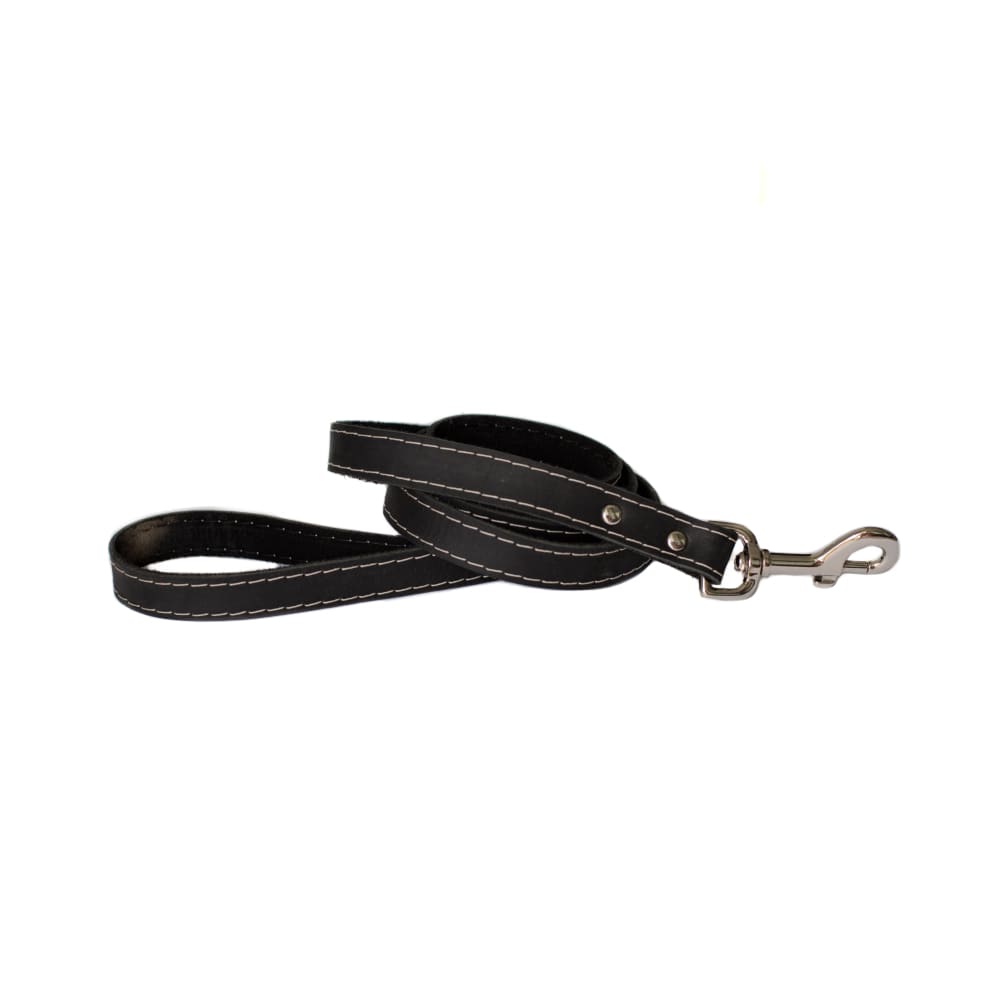 Traditional Midnight Black Leather Leash - Dog Leash - Euro