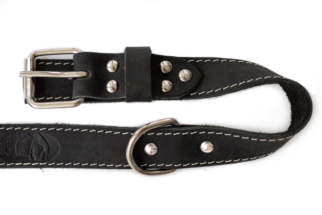 Traditional Style Leather Collar and Leash Set - Dog