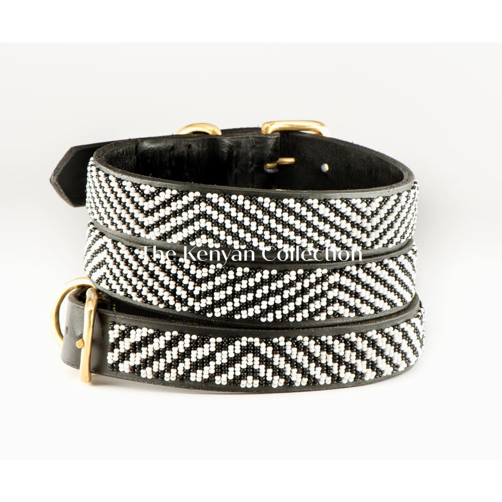 Zebra Beaded Dog Collar - Dog Collars - Maasai